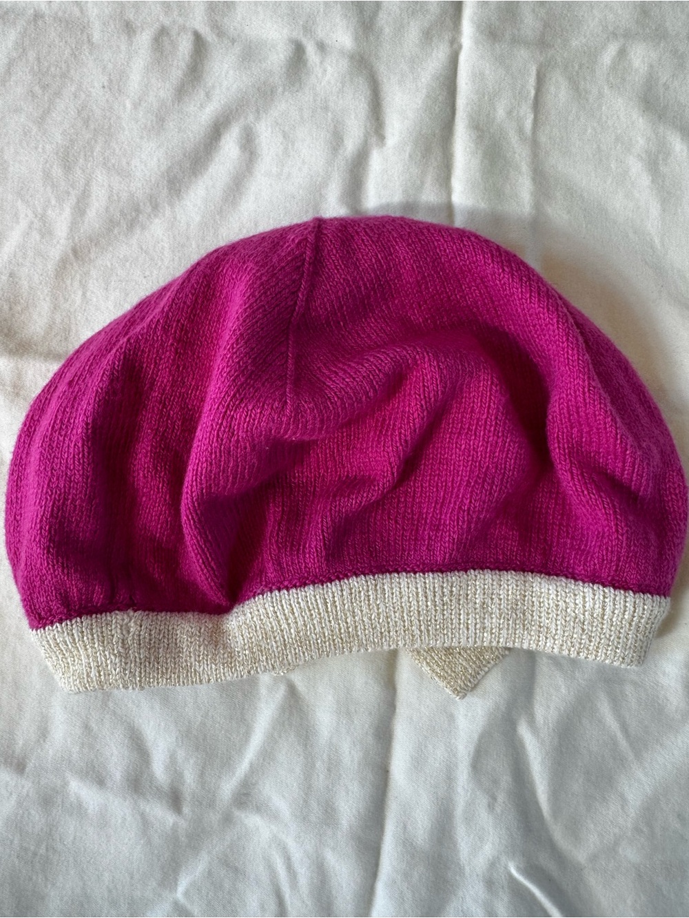 Gymboree Fuchsia Knit Beret with Cream Trim